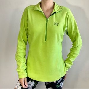 Arc’teryx bright green quarter zip fleece pullover